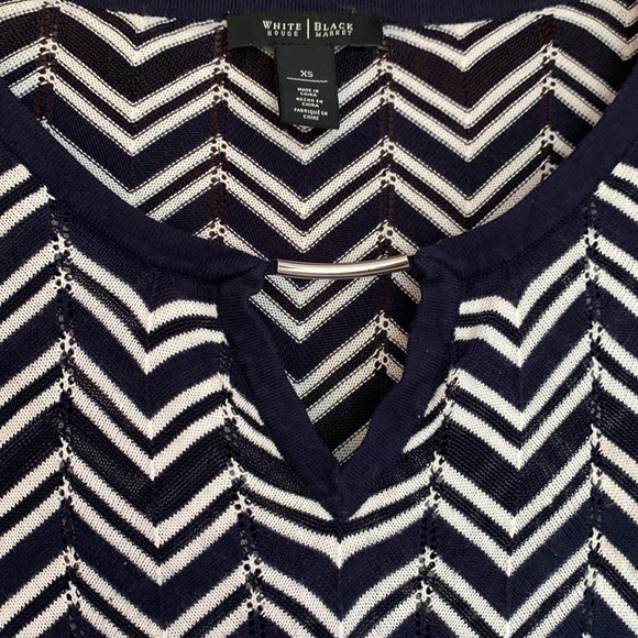 Ladies Navy and White - - White House Black Market Sweater - Picture 3 of 6